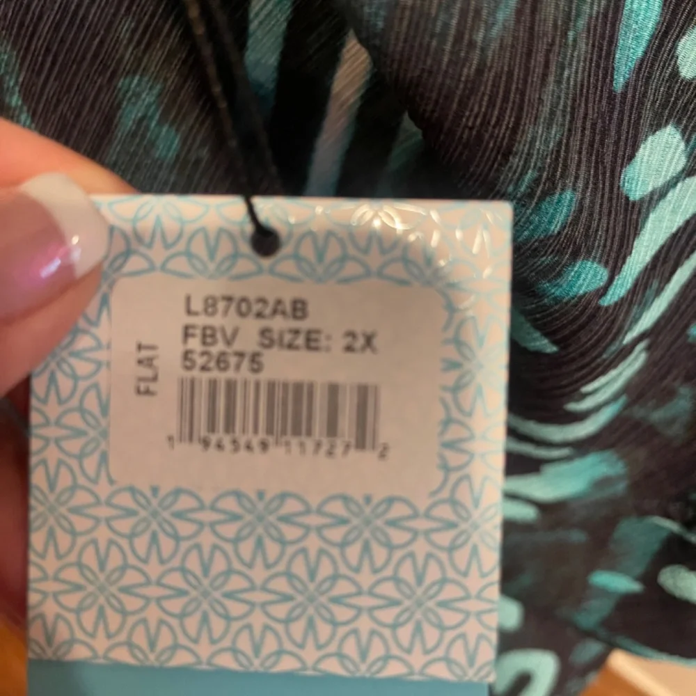 Ming Wang Teal and Black Patterned Long Blazer - Picture 6 of 6